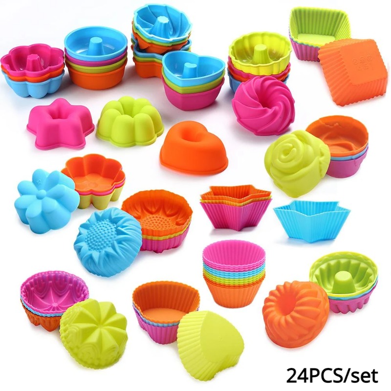 Donut Mold Silicone - 24Pcs of Silicone Muffin Cup Cake