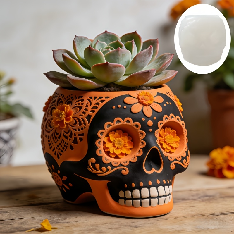 Flower relief skull succulent  - Potsticker Mold 评论和价格