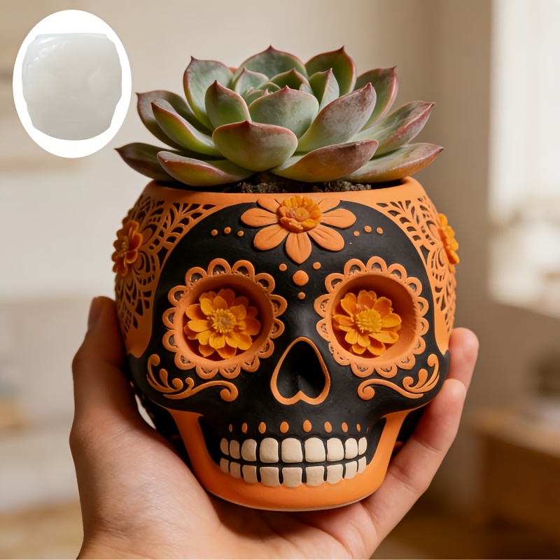 Flower relief skull succulent  - Potsticker Mold 评论和价格